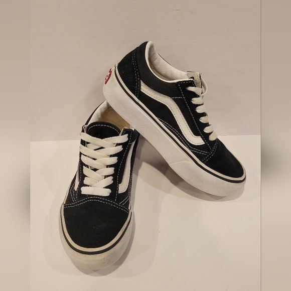 Vans off the wall Leather Canvas Suede Sneakers  Kids Size 1 - Picture 3 of 7